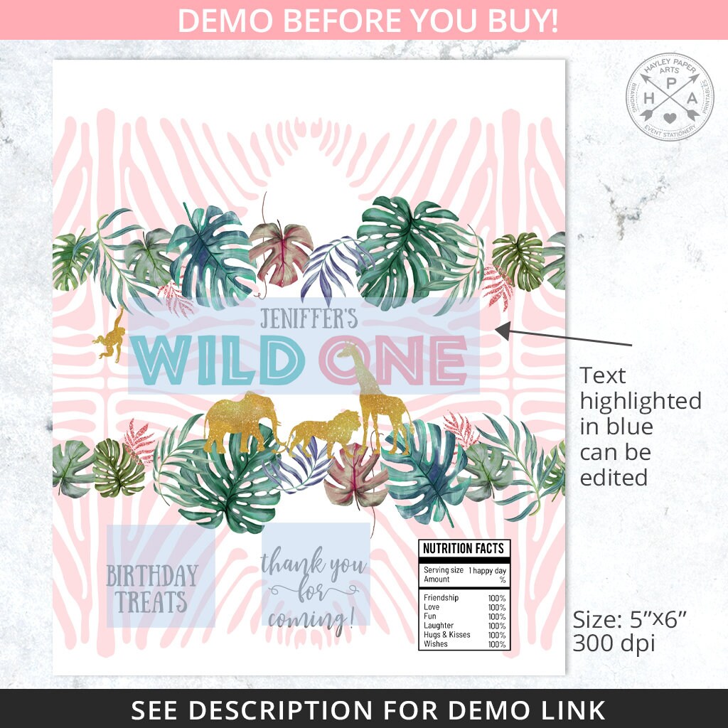 BUNDLE Jungle Wild One Chips Bag, Juice Label, Safari Rice Krispies ...