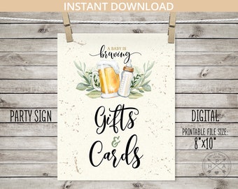 A baby is brewing baby shower gifts and cards table sign 8x10 printable beer milk party decor. Instant download. NOT EDITABLE. 173HPA 20 A