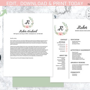 EDITIERBARE Sorority Rekrutierungspaket. MINI-Packung. Lebenslauf Anschreiben Vorlage. Eukalyptuskranz. Sofortiger Download. Von Ihnen bearbeitet. SOR025