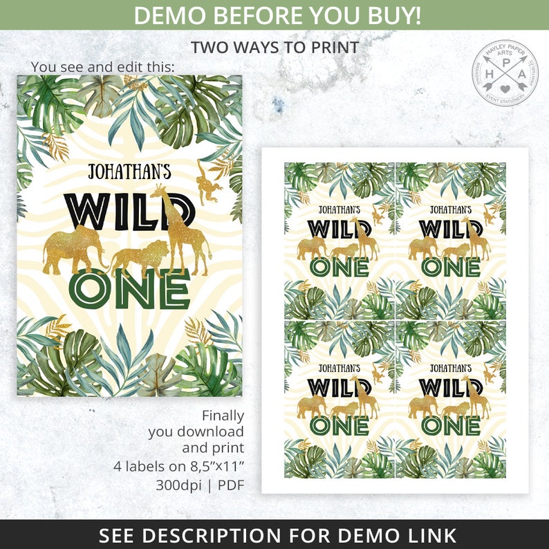 BUNDLE Jungle Wild One Chips Bag, Juice Bags Labels, Safari Rice ...