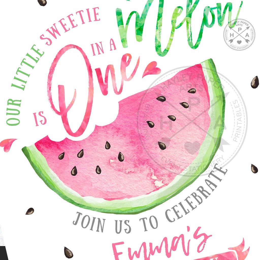 Watermelon First Birthday One in a Melon Invitation Pink 1st | Etsy
