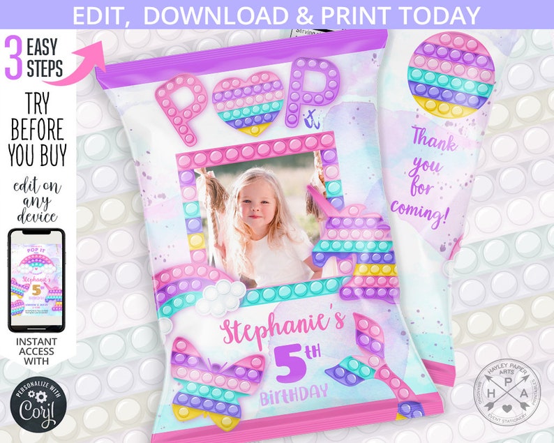 Pop It Chips Bag Fidget Toys Chip Snacks Pouch Wrapper Any Etsy