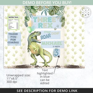 Dinosaur Birthday Water Bottle Labels - 20-Pack Jurassic Juice Stickers For Kids Party