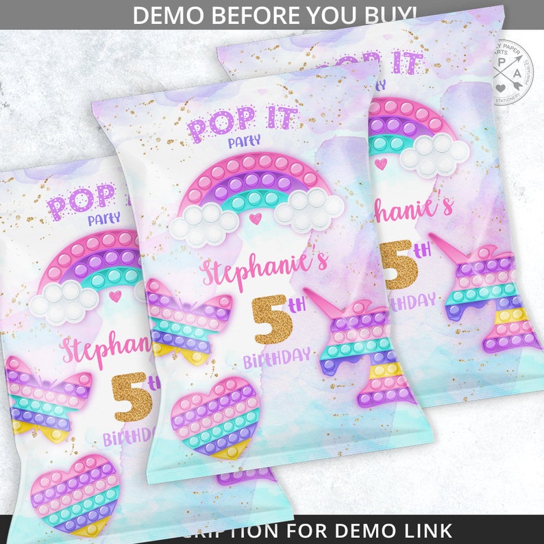 Pop It Chips Bag Fidget Toys Chip Snacks Pouch Wrapper Any Etsy