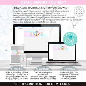 May include: A digital design template for a banner with a pink, blue, and white ice cream cone design. The text on the banner reads "Before I was a Daddy I was a Daddy's Girl". The banner is shown on a computer screen, tablet, and phone. The text "Personalize with Coryl" is shown in a circle with a gear icon.