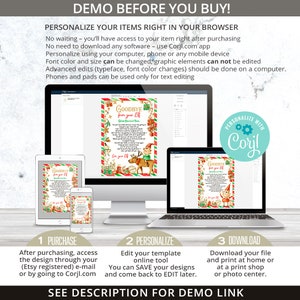 K&ouml;nnte beinhalten: Ein digitales Produkt, das auf verschiedenen Ger&auml;ten wie Computer, Tablet und Telefon angezeigt wird. Das Design zeigt den Text "Goodbye from your Elf" in einem festlichen Stil. Anweisungen zum Kauf, zur Personalisierung und zum Herunterladen sind enthalten.