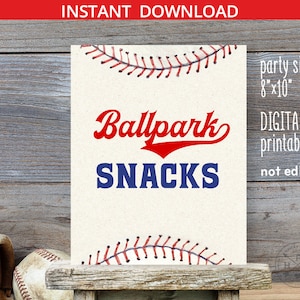 Baseball concession stand birthday table sign 8x10 printable rookie all-stars party decor. Instant download. NOT EDITABLE. 191HPA 22 D7