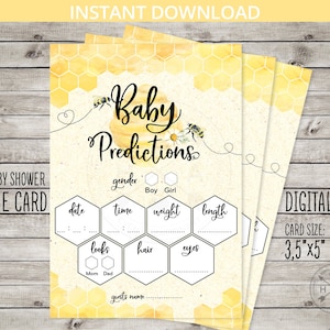 Le sexe de bébé de la carte de jeu des prédictions d'abeilles révèle la douche de bébé imprimable ce que bébé abeille bumble peigne. Téléchargement instantané. NON MODIFIABLE. 049HPA 21