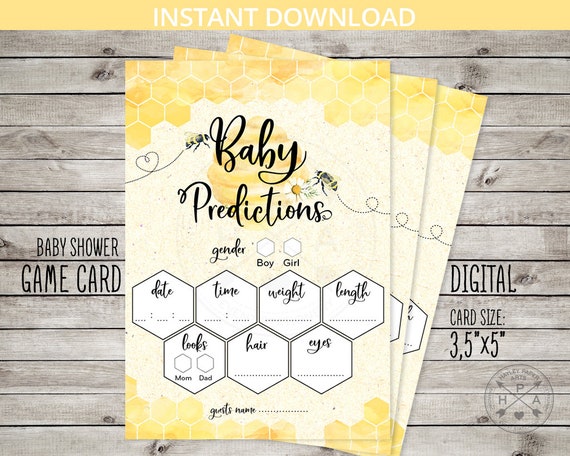 Bee predictions game card baby gender reveal baby shower printable what will baby bee bumble comb. Instant download. NOT EDITABLE. 049HPA 21 Il_570xn