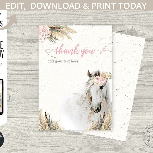 Horse Thank You Card Printable - Etsy