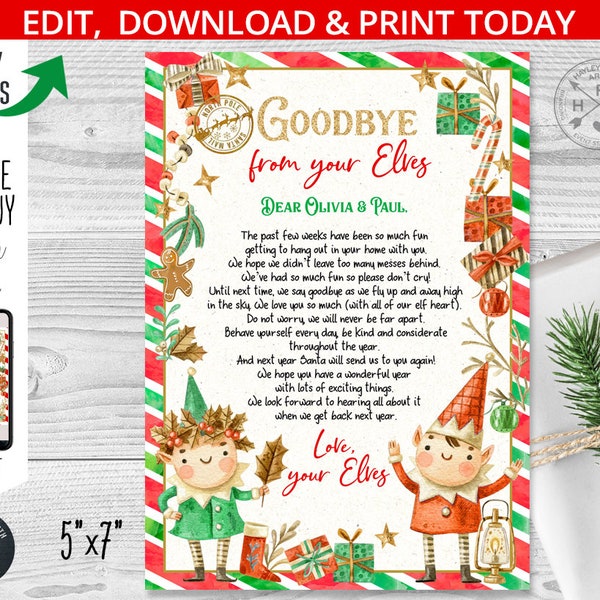 Elf Goodbye Letter - Etsy