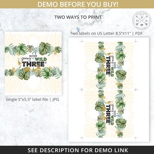 Jungle animals chocolate bar candy wrapper safari birthday third birthday party any age. Editable printable. Instant download. 040HPA 33 D image 4