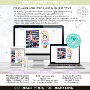 Ice cream birthday here's the scoop invitation joint siblings boy girl sister brother party icecream invitations Editable template 118HPA 04 image 2