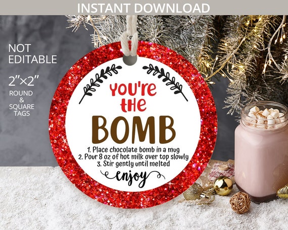 Hot Chocolate Bomb Tag Or Sticker You re The Bomb Printable Cocoa Hot Chocolate Bomb Tag Or Sticker You re The Bomb Printable Cocoa