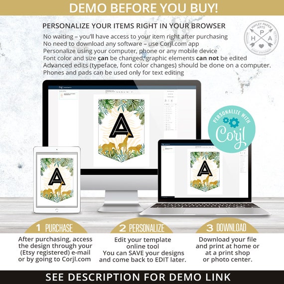 editable jungle alphabet all letters banner garland safari etsy