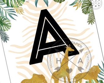 editable jungle alphabet all letters banner garland safari etsy