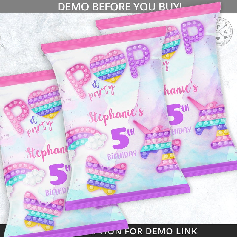 Pop It Chips Bag Fidget Toys Chip Snacks Pouch Wrapper Any Etsy