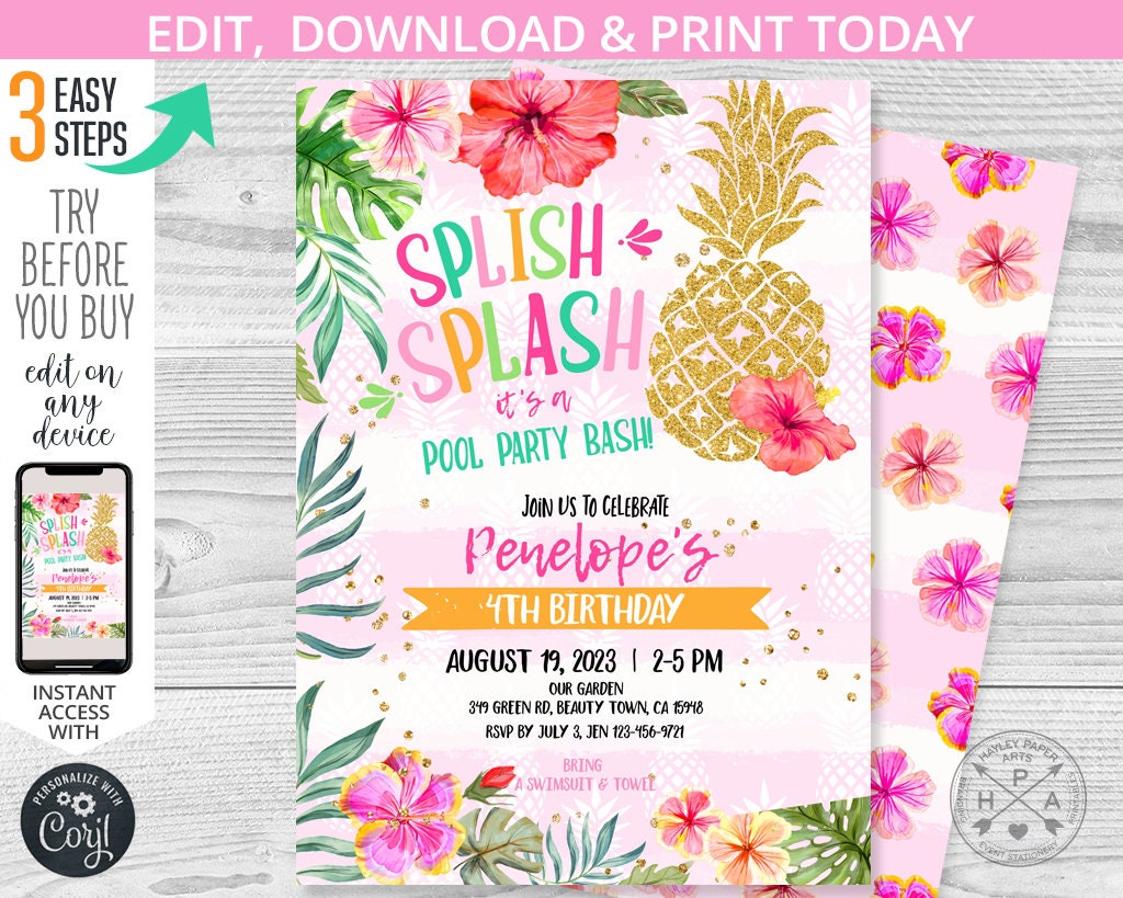 10+ Hawaiian Hula Lilo & Stitch Birthday Invitation Templates  Download  Hundreds FREE PRINTABLE Birthday Invitation Templates