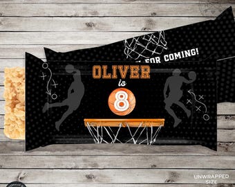 Basketball rice krispies treats ball sports wrapper label any age, birthday favors krispy crispy treat. Editable printable. 218HPA 32 E