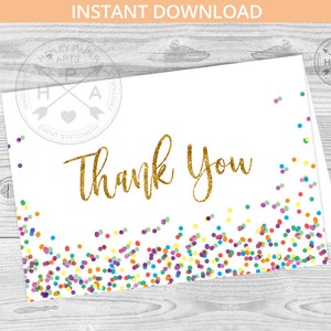 Konfetti bestreut mit Liebesparty-Dankeschön-Karte. Bunter Glitzer. Sofortiger Download. Nicht bearbeitbar. 012HPA 02