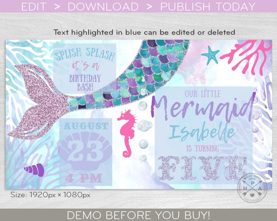 Mermaid Tail Facebook Event Cover Social Media Banner Under Etsy 日本
