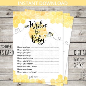 Bijenwensen voor babyshower gender reveal spelkaart mama als afdrukbare hommelbijenkorfhoning. Directe download. NIET BEWERKBAAR. 049HPA 21