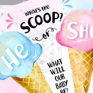 Het geslacht van het ijs onthult wat de uitnodiging voor het baby shower 5x7 ijs blauw roze script van het primeurmeisje of jongen is. Bewerkbare sjabloon. 163HPA 01 afbeelding 5