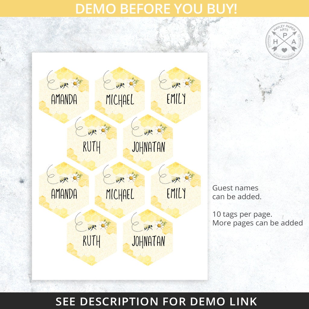 EDITABLE First Bee-day Gable Gift Box Labels and Tags. Bee Honey Sweet ...