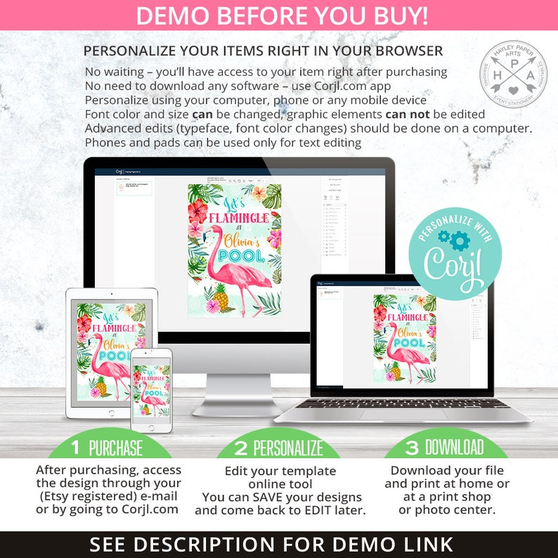 May include: A digital printable sign for a flamingo pool party. The sign is pink, blue, and green with a flamingo and tropical leaves. The text on the sign reads "Let's Flamingle at Olivia's Pool".