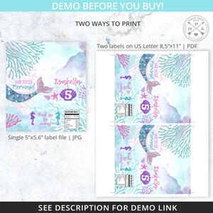 Mermaid Chocolate Bar Wrapper Birthday Celebration Candy Label Glitter ...
