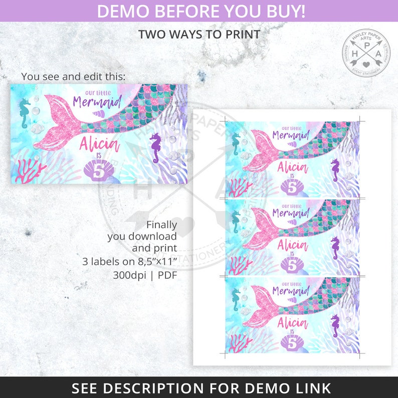 Mermaid Birthday Gable Gift Box Labels and Name Tags. Pink | Etsy