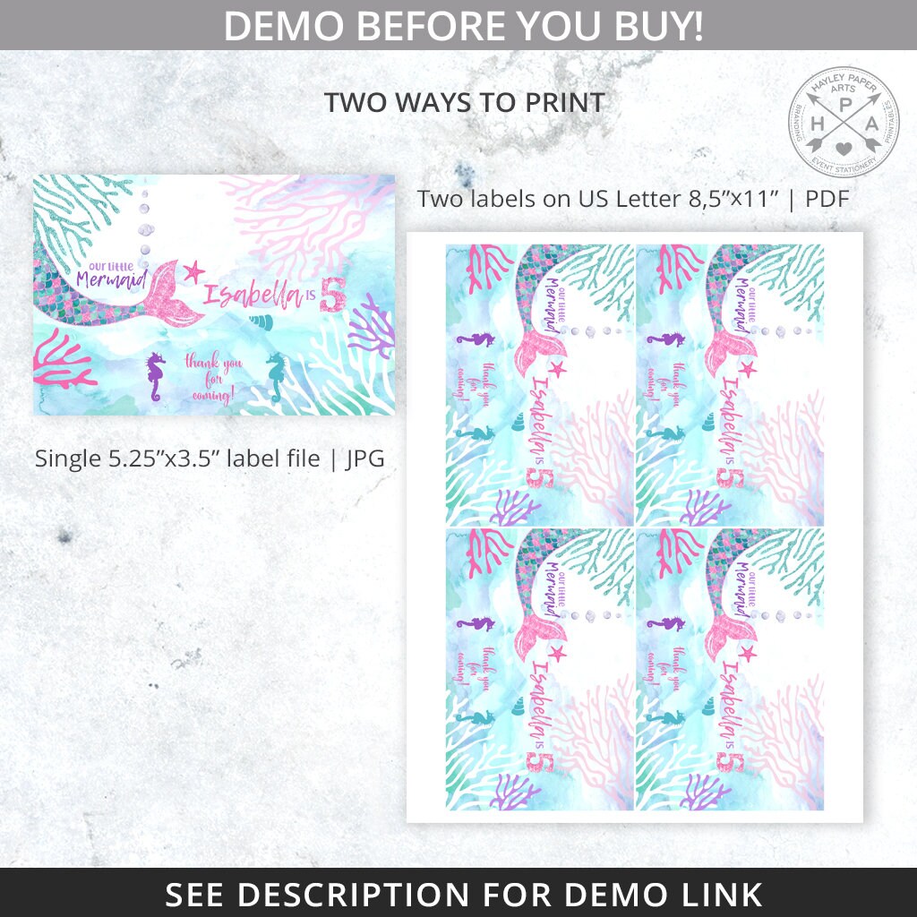 Mermaid Candy Bar Wrapper, Label, Any Age Under the Sea Glitter Pink ...