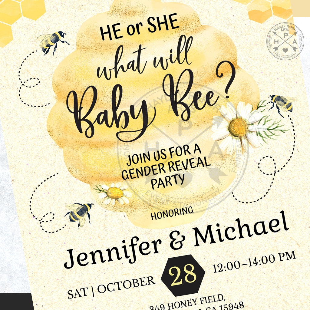 Honey Bee Baby Shower Einladungen (25 Stück) – Süßes Bienen-Design Für Geschlechtsneutrale Partys, Inkl. 20 Umschläge (15,2 X 10,2 Cm, Hochwertiger Karton)
