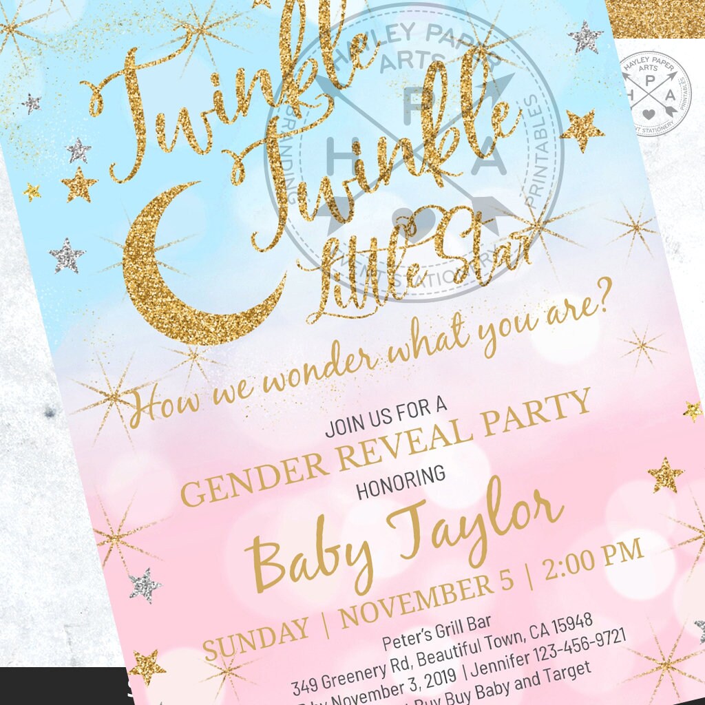 Twinkle Twinkle Little Star Gender Reveal Baby Shower Pink - Etsy