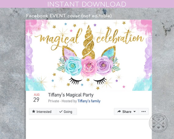 Unicorn Facebook Event Cover Magical Celebration Birthday Party