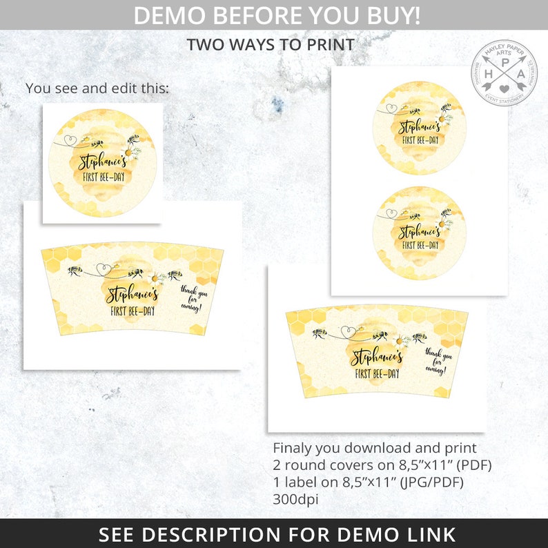 Bee Cotton Candy Tub Label Plastic Container First 1st Etsy