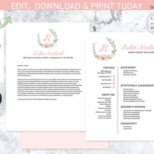 EDITIERBARE Sorority Rekrutierungspaket. MINI-Packung. Lebenslauf Anschreiben Vorlage. Eukalyptuskranz. Sofortiger Download. Von Ihnen bearbeitet. SOR026