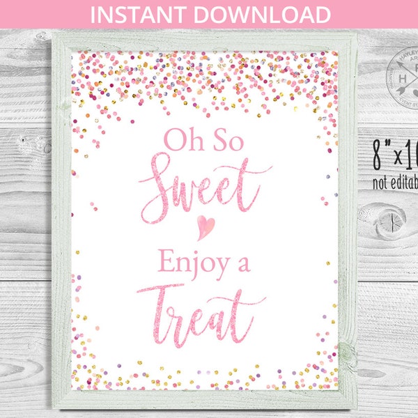 Sprinkles sweet treats table sign pink glitter confetti baby shower 8x10 printable decoration. Instant download. NOT EDITABLE. 038HPA 20 B