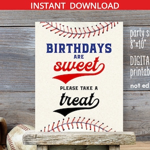 Baseball sweet treat birthday table sign 8x10 printable rookie all-stars party decoration. Instant download. NOT EDITABLE. 191HPA 22 D5
