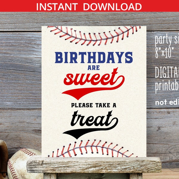 Baseball sweet treat birthday table sign 8x10 printable rookie all-stars party decoration. Instant download. NOT EDITABLE. 191HPA 22 D5