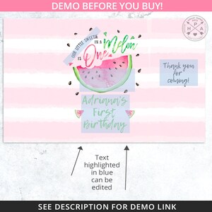 Melon fruit snacks bag, watermelon snacks treat bags, pouch, wrapper, one in a melon first birthday party editable template. 050HPA 37 A image 3