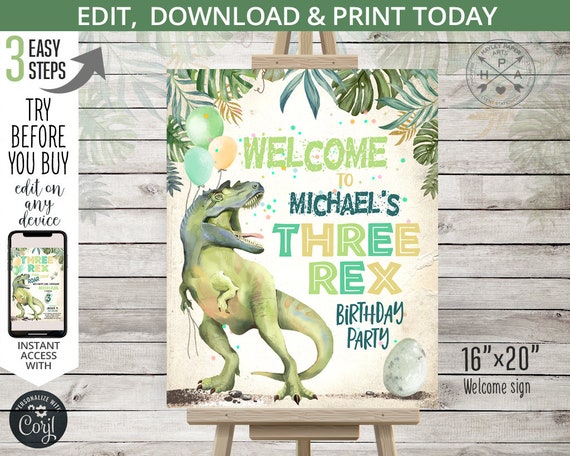 Poster con Foto Personalizzato Compleanno Dinosauri – Smart Print