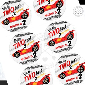 Two Fast Race Car Mini Chips Can Label Wrapper Cover 2 Birthday Snacks ...