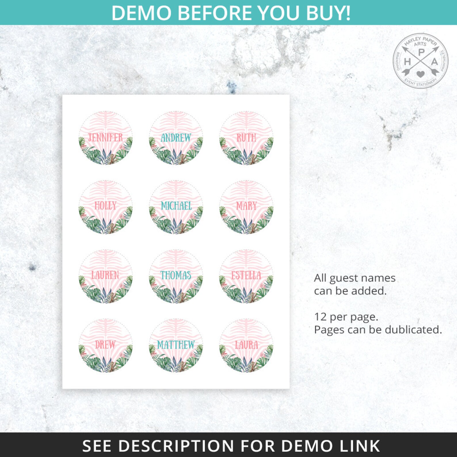 EDITABLE Jungle Gift Box Labels Guest Name Tags. Handle Favor | Etsy