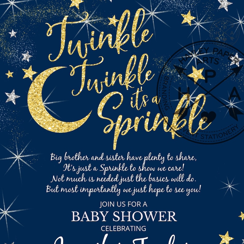 EDITABLE Twinkle It's a Sprinkle Baby Shower Poem Gold Etsy