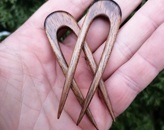 TWO wooden hair sticks, walnut wood, hair accessories, hair pins, hair fork, for women, thin hair stick, small hair stick