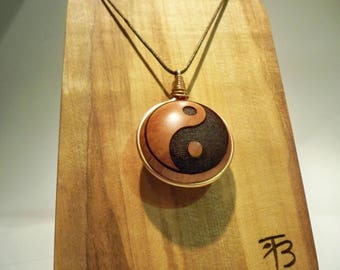 Wooden pendant. briar wood, copper ring, Made to order, wood necklace, yin yang, yin yang pendants, personalized