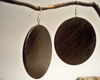 Wood earrings, wenge wood, for women, earrings dangle, big earrings, earrings, wooden earrings for women, boho earrings, gift for her