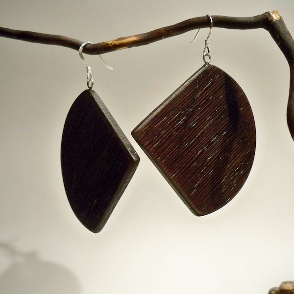 Wood earrings, wenge wood, for women, earrings dangle, big earrings, earrings, wooden earrings for women, boho earrings, gift for her