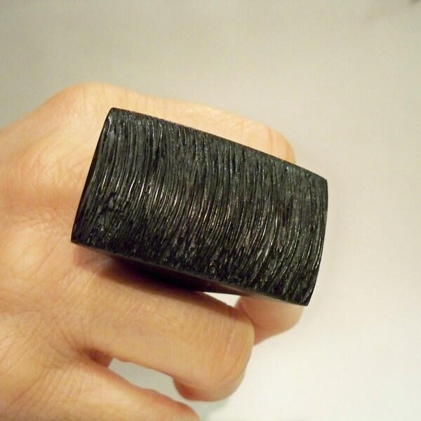 wooden ring, wenge wood, made to order, big ring, statement ring, for women, gift for her, black statement ring, chunky rings, black ring
